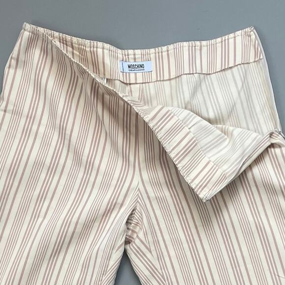 Moschino Cheap and Chic Cotton Striped Low-Waist Trouser Cream Tan Pinstripe sz8 - Picture 3 of 11